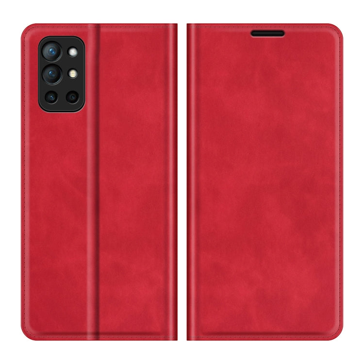 For OnePlus 9R Retro-skin Business Magnetic Suction Leather Case with Holder & Card Slots & Wallet