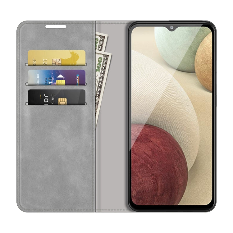 For Samsung Glaxy A22 4G Retro-skin Business Magnetic Suction Leather Case with Holder & Card Slots & Wallet