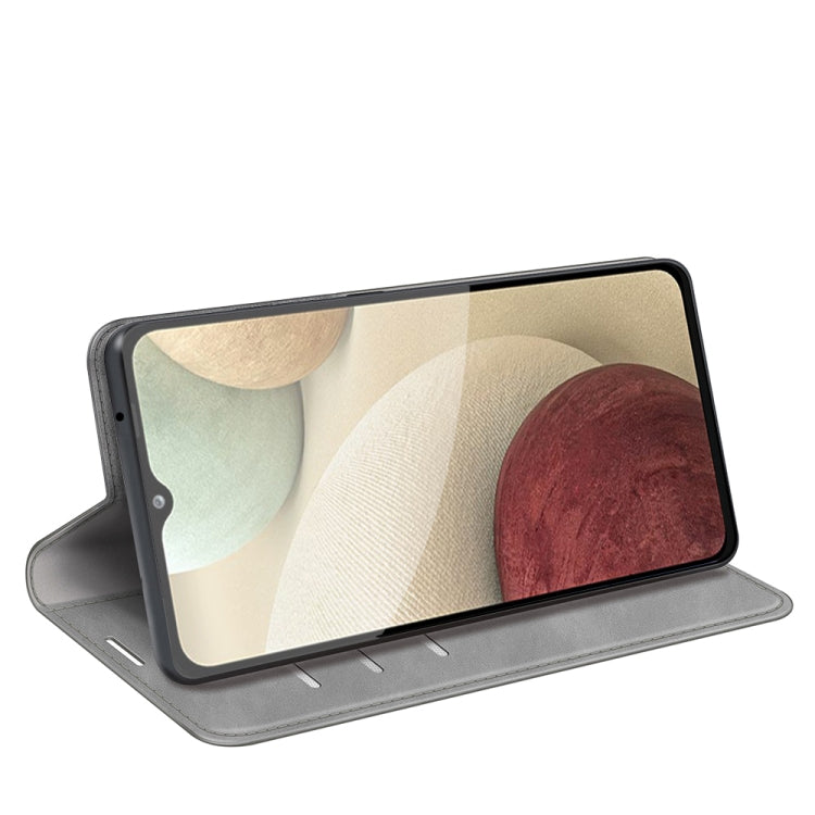 For Samsung Glaxy A22 4G Retro-skin Business Magnetic Suction Leather Case with Holder & Card Slots & Wallet