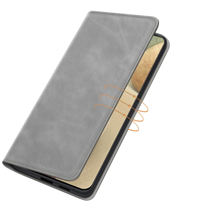 For Samsung Glaxy A22 4G Retro-skin Business Magnetic Suction Leather Case with Holder & Card Slots & Wallet