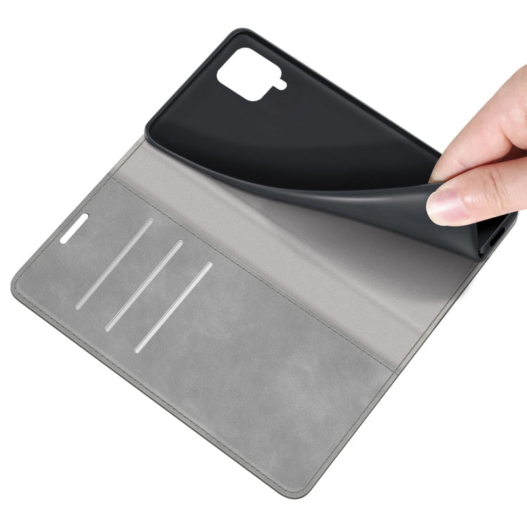 For Samsung Glaxy A22 4G Retro-skin Business Magnetic Suction Leather Case with Holder & Card Slots & Wallet