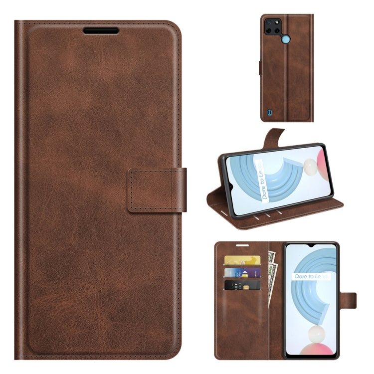For OPPO Realme C21Y Retro Calf Pattern Buckle Horizontal Flip Leather Case with Holder & Card Slots & Wallet