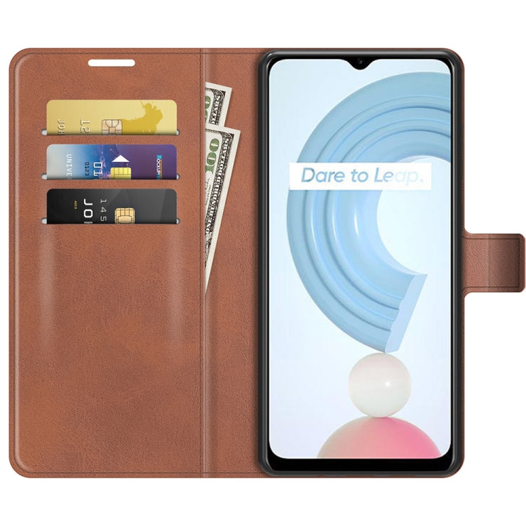 For OPPO Realme C21Y Retro Calf Pattern Buckle Horizontal Flip Leather Case with Holder & Card Slots & Wallet