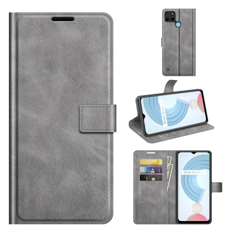 For OPPO Realme C21Y Retro Calf Pattern Buckle Horizontal Flip Leather Case with Holder & Card Slots & Wallet