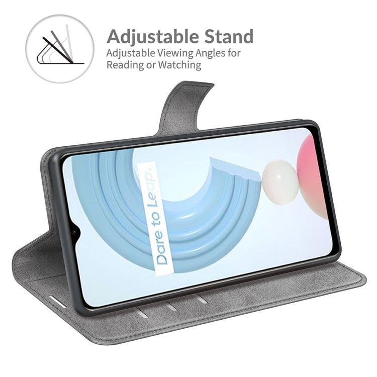 For OPPO Realme C21Y Retro Calf Pattern Buckle Horizontal Flip Leather Case with Holder & Card Slots & Wallet