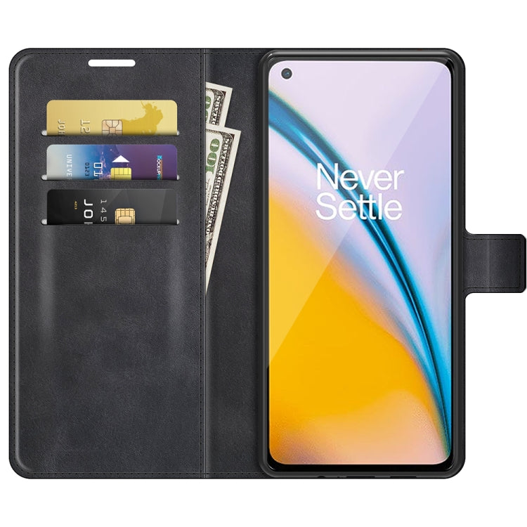 For OnePlus Nord 2 5G Retro Calf Pattern Buckle Horizontal Flip Leather Case with Holder & Card Slots & Wallet