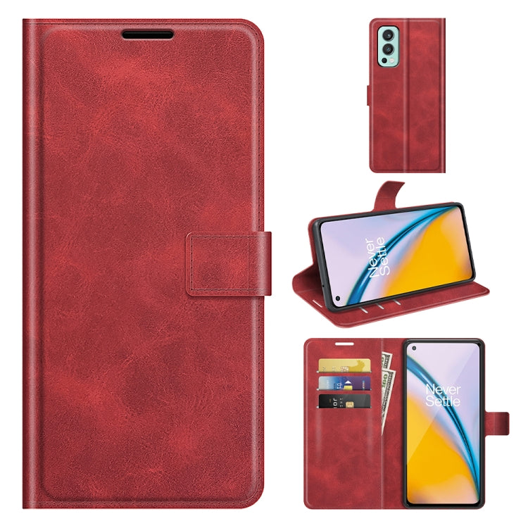 For OnePlus Nord 2 5G Retro Calf Pattern Buckle Horizontal Flip Leather Case with Holder & Card Slots & Wallet