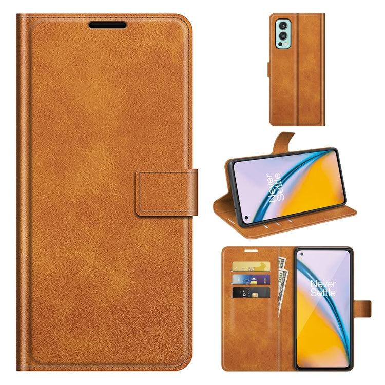 For OnePlus Nord 2 5G Retro Calf Pattern Buckle Horizontal Flip Leather Case with Holder & Card Slots & Wallet