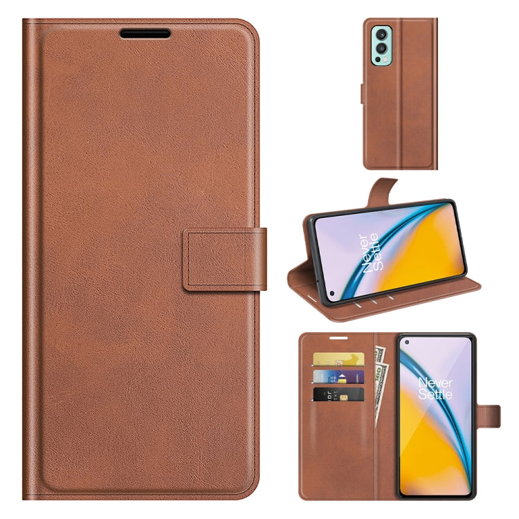 For OnePlus Nord 2 5G Retro Calf Pattern Buckle Horizontal Flip Leather Case with Holder & Card Slots & Wallet