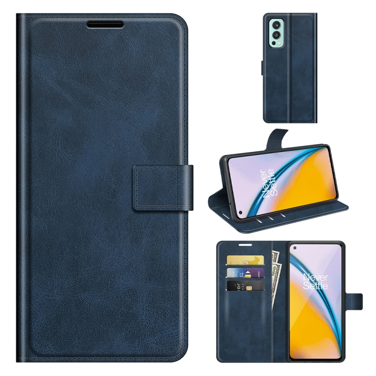 For OnePlus Nord 2 5G Retro Calf Pattern Buckle Horizontal Flip Leather Case with Holder & Card Slots & Wallet