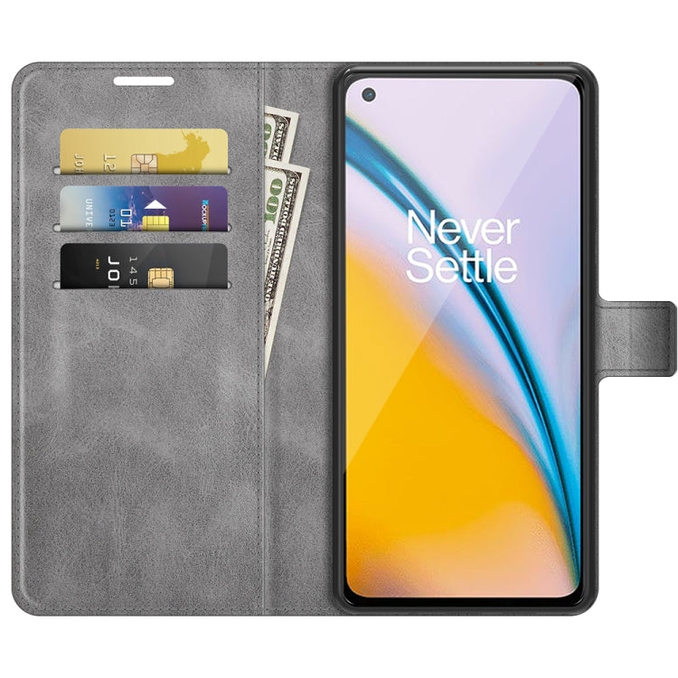 For OnePlus Nord 2 5G Retro Calf Pattern Buckle Horizontal Flip Leather Case with Holder & Card Slots & Wallet