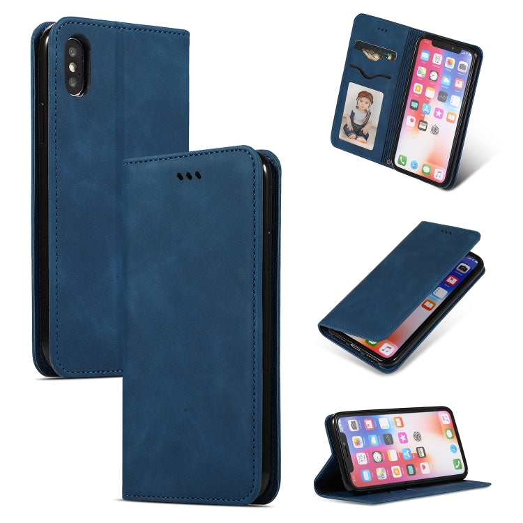 For iPhone X / XS Retro Skin Feel Business Magnetic Horizontal Flip Leather Case
