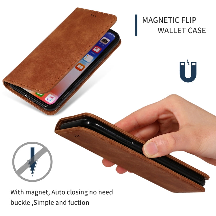 For iPhone X / XS Retro Skin Feel Business Magnetic Horizontal Flip Leather Case