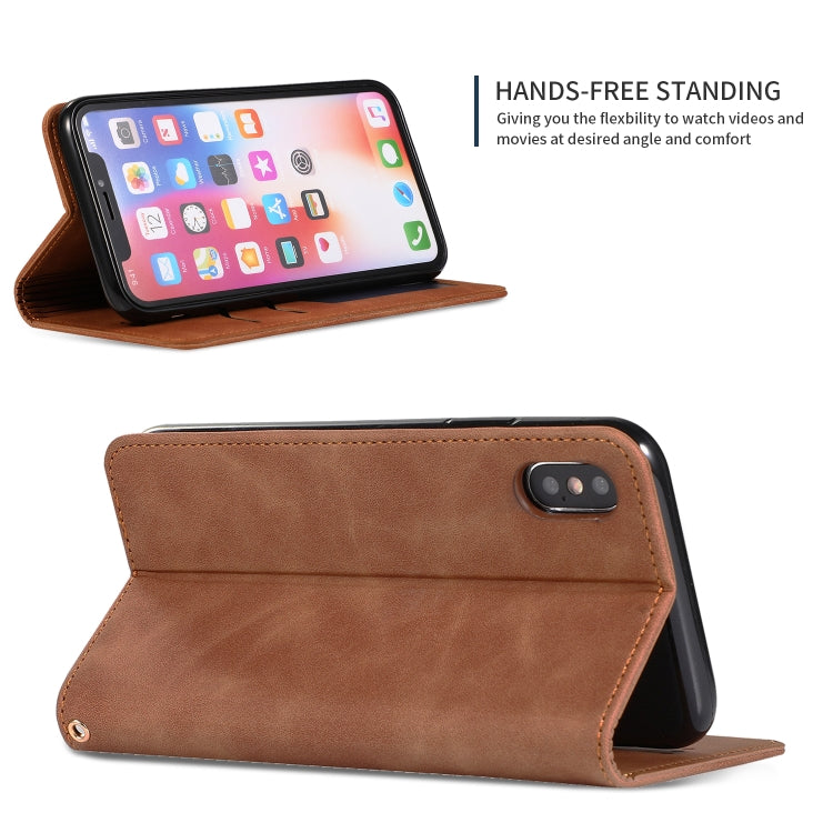 For iPhone X / XS Retro Skin Feel Business Magnetic Horizontal Flip Leather Case