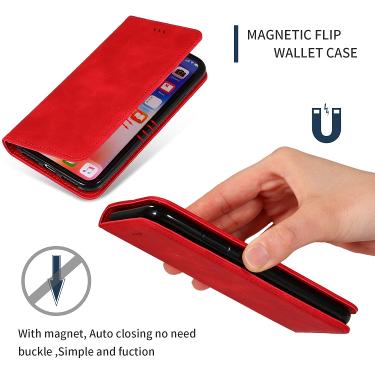 For iPhone X / XS Retro Skin Feel Business Magnetic Horizontal Flip Leather Case