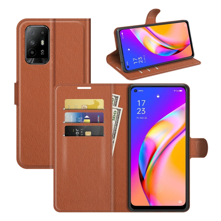 For OPPO A94 5G / F19 Pro+ 5G / Reno5 Z Litchi Texture Horizontal Flip Protective Case with Holder & Card Slots & Wallet