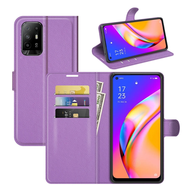 For OPPO A94 5G / F19 Pro+ 5G / Reno5 Z Litchi Texture Horizontal Flip Protective Case with Holder & Card Slots & Wallet