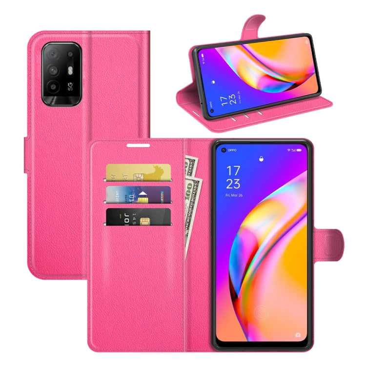 For OPPO A94 5G / F19 Pro+ 5G / Reno5 Z Litchi Texture Horizontal Flip Protective Case with Holder & Card Slots & Wallet