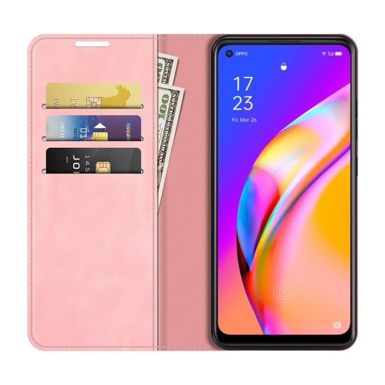 For OPPO A94 5G / F19 Pro+ 5G / Reno5 Z Retro-skin Business Magnetic Suction Leather Case with Holder & Card Slots & Wallet