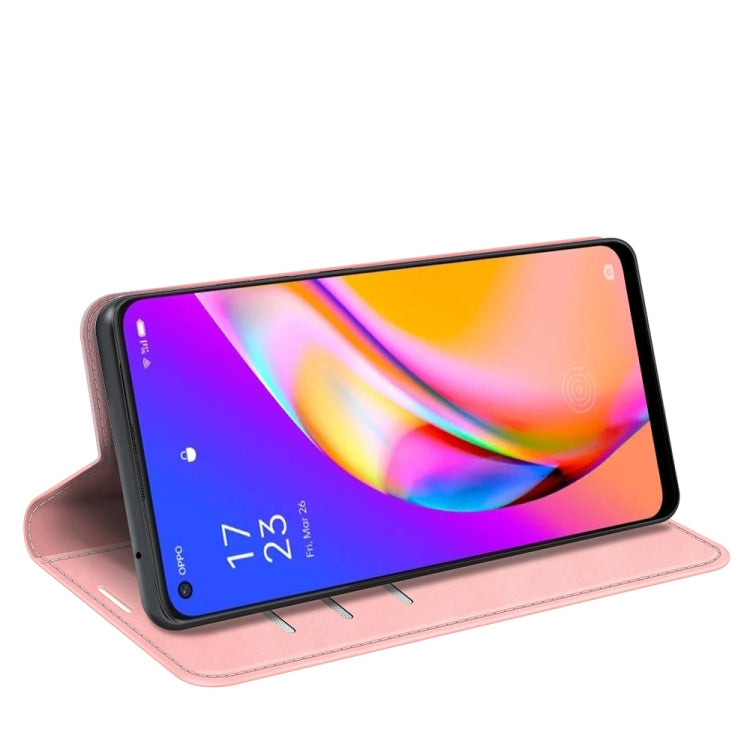 For OPPO A94 5G / F19 Pro+ 5G / Reno5 Z Retro-skin Business Magnetic Suction Leather Case with Holder & Card Slots & Wallet