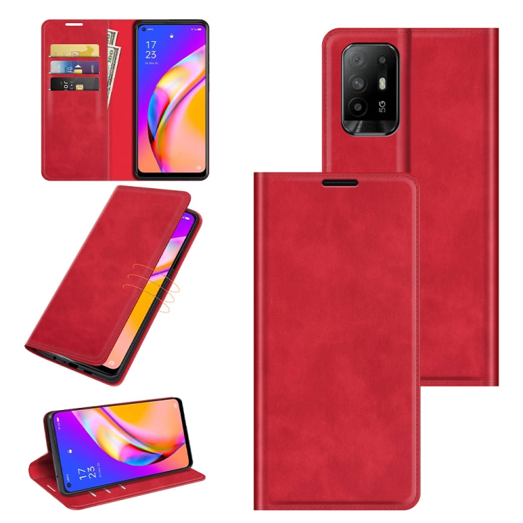 For OPPO A94 5G / F19 Pro+ 5G / Reno5 Z Retro-skin Business Magnetic Suction Leather Case with Holder & Card Slots & Wallet