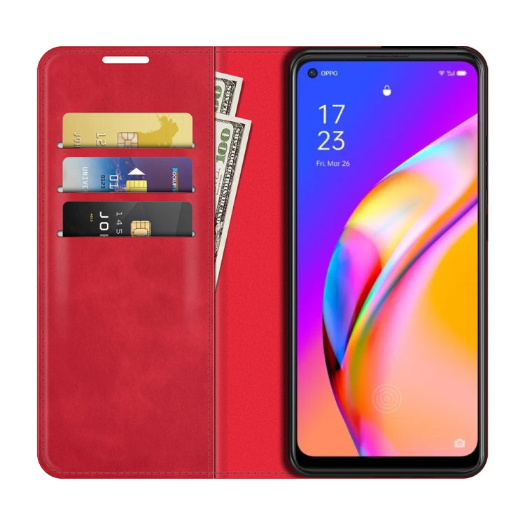 For OPPO A94 5G / F19 Pro+ 5G / Reno5 Z Retro-skin Business Magnetic Suction Leather Case with Holder & Card Slots & Wallet