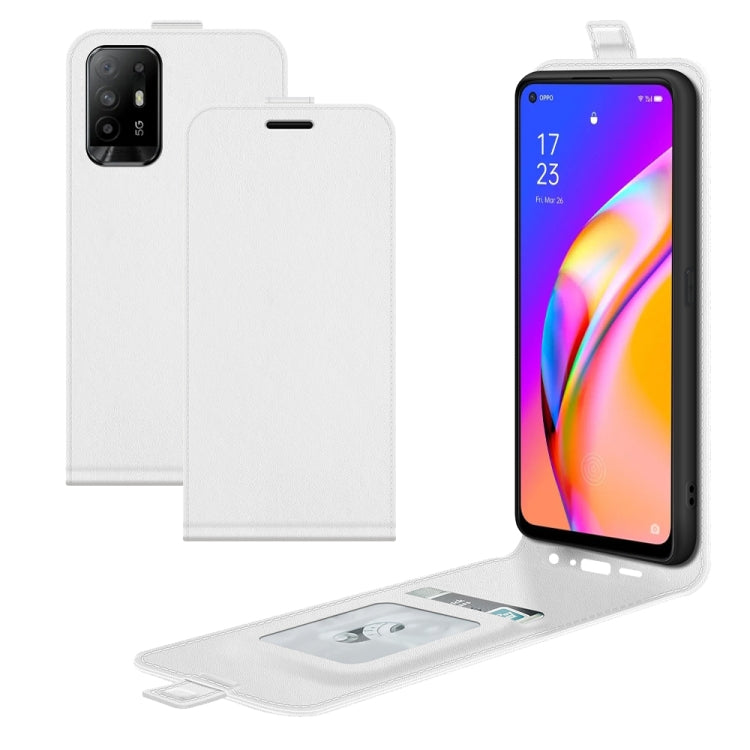 For OPPO A94 5G / F19 Pro+ 5G / Reno5 Z R64 Texture Single Vertical Flip Leather Protective Case with Card Slots & Photo Frame