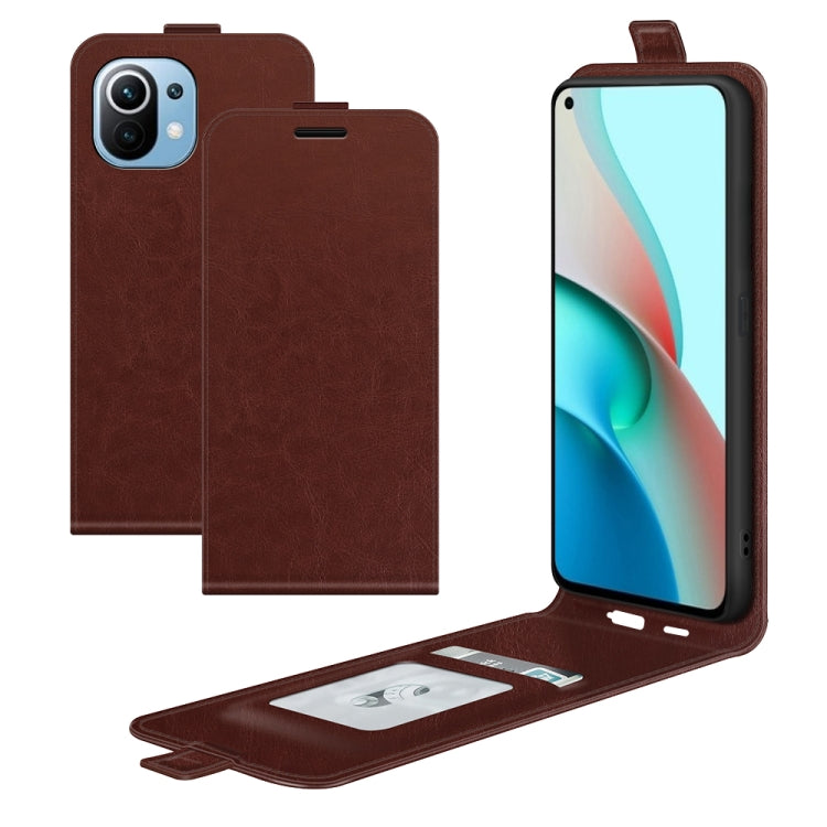 For Xiaomi Mi 11 Lite R64 Texture Single Vertical Flip Leather Protective Case with Card Slots & Photo Frame