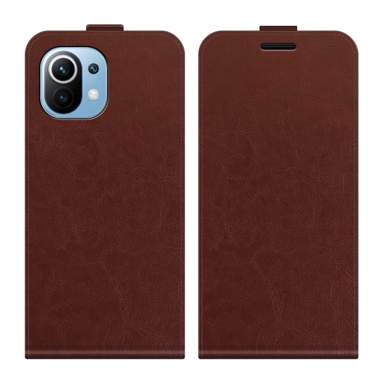 For Xiaomi Mi 11 Lite R64 Texture Single Vertical Flip Leather Protective Case with Card Slots & Photo Frame