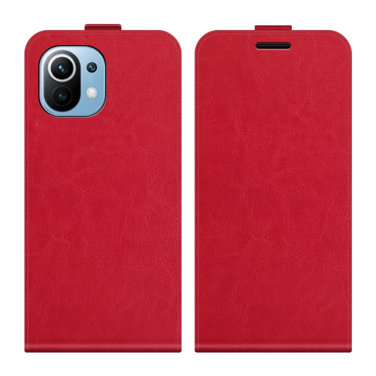 For Xiaomi Mi 11 Lite R64 Texture Single Vertical Flip Leather Protective Case with Card Slots & Photo Frame