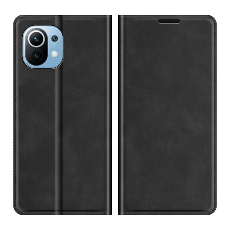 For Xiaomi Mi 11 Lite Retro-skin Business Magnetic Suction Leather Case with Holder & Card Slots & Wallet