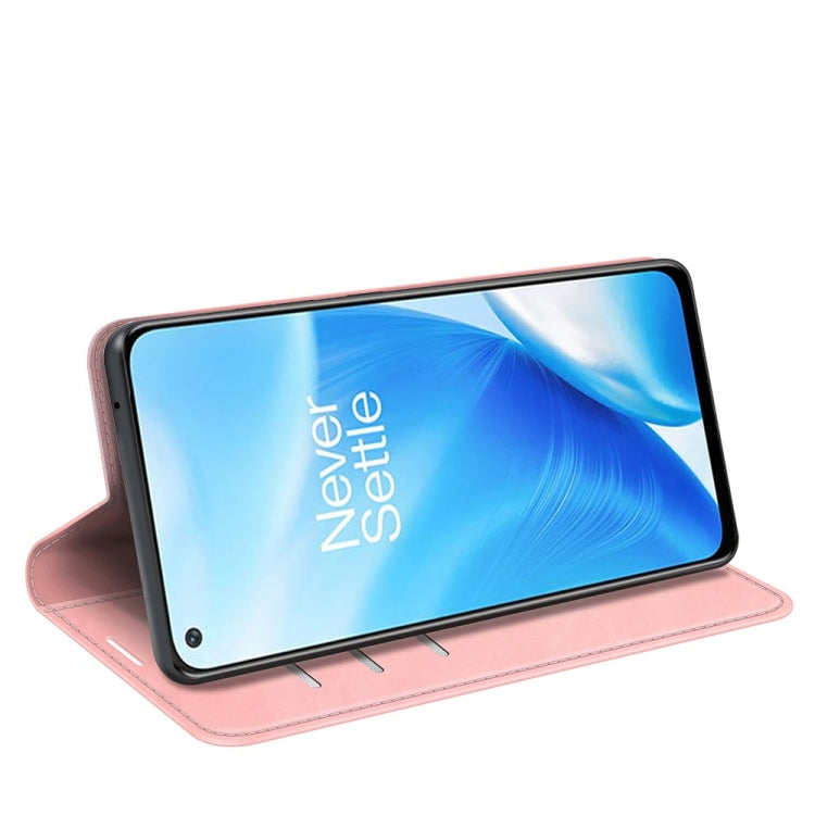 For OnePlus Nord N200 5G Retro-skin Business Magnetic Suction Leather Case with Holder & Card Slots & Wallet