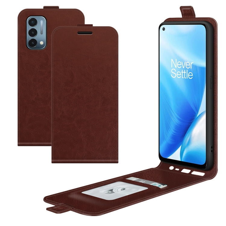 For OnePlus Nord N200 5G R64 Texture Single Vertical Flip Leather Protective Case with Card Slots & Photo Frame