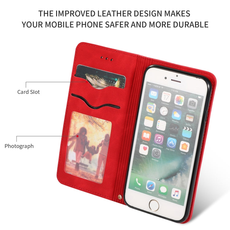 For iPhone SE 2022 / SE 2020 / 8 / 7 Retro Skin Feel Business Magnetic Horizontal Flip Leather Case