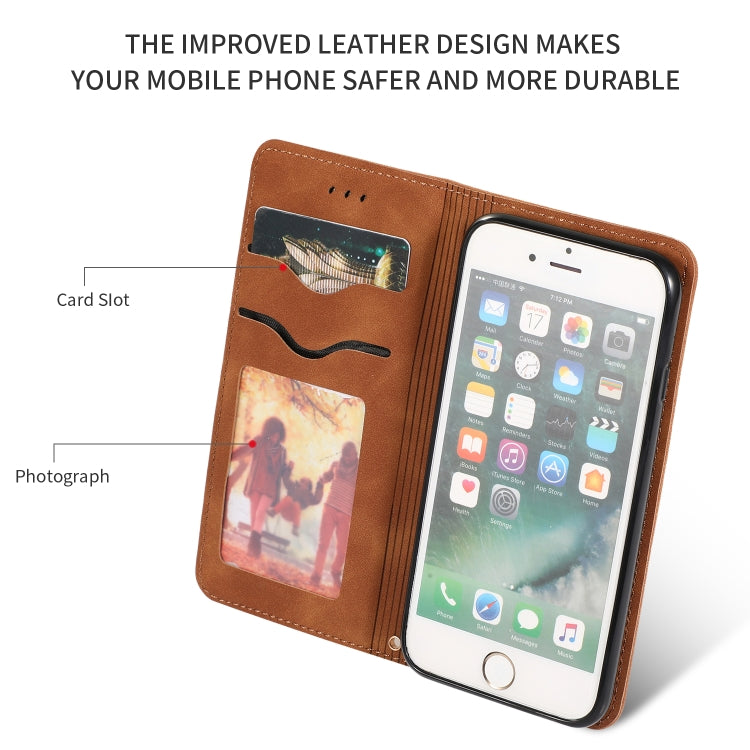 For iPhone SE 2022 / SE 2020 / 8 / 7 Retro Skin Feel Business Magnetic Horizontal Flip Leather Case