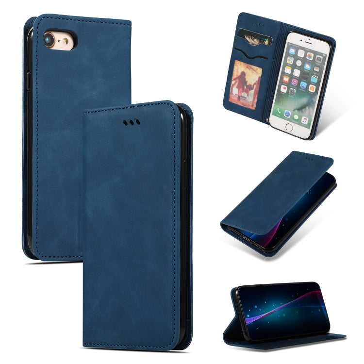 For iPhone SE 2022 / SE 2020 / 8 / 7 Retro Skin Feel Business Magnetic Horizontal Flip Leather Case