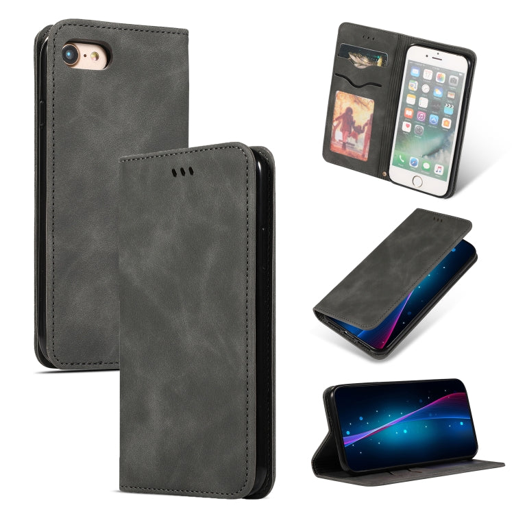 For iPhone SE 2022 / SE 2020 / 8 / 7 Retro Skin Feel Business Magnetic Horizontal Flip Leather Case