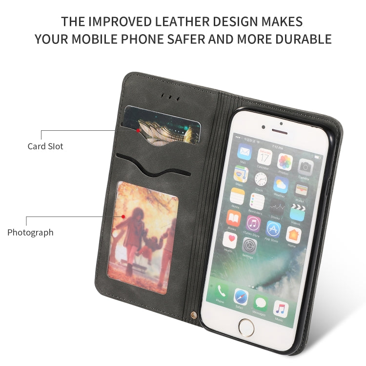 For iPhone SE 2022 / SE 2020 / 8 / 7 Retro Skin Feel Business Magnetic Horizontal Flip Leather Case