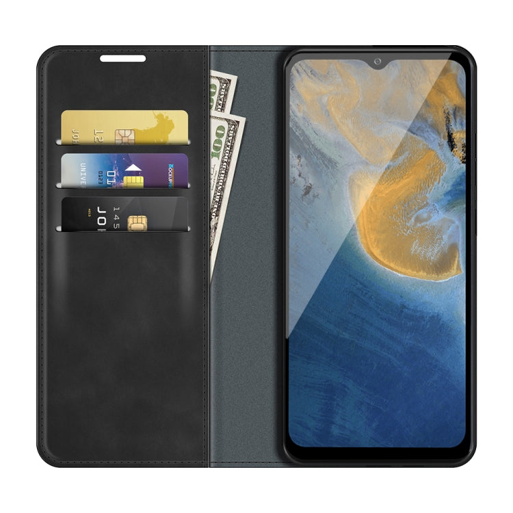 For ZTE Blade A51 Retro-skin Business Magnetic Suction Leather Case with Holder & Card Slots & Wallet