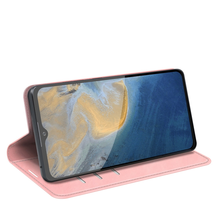 For ZTE Blade A51 Retro-skin Business Magnetic Suction Leather Case with Holder & Card Slots & Wallet