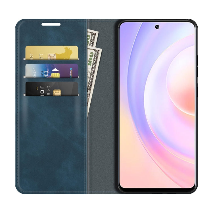 For Honor 50 SE Retro-skin Business Magnetic Suction Leather Case with Holder & Card Slots & Wallet