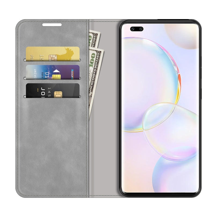 For Honor 50 Pro Retro-skin Business Magnetic Suction Leather Case with Holder & Card Slots & Wallet