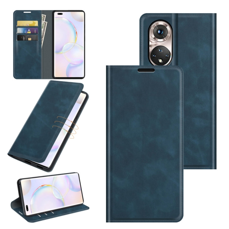 For Honor 50 Pro Retro-skin Business Magnetic Suction Leather Case with Holder & Card Slots & Wallet