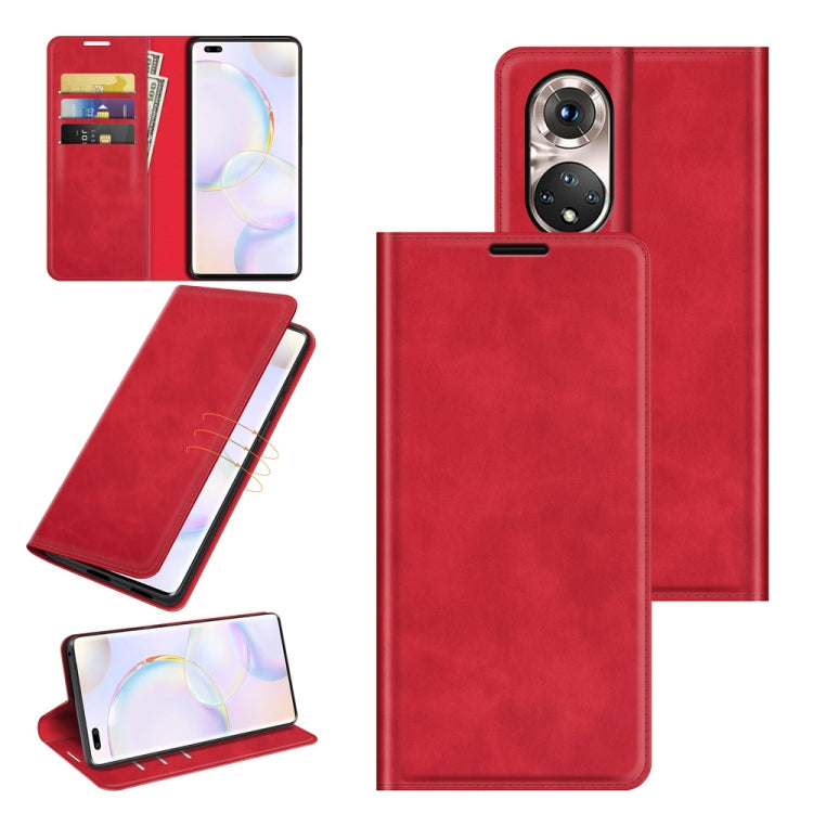 For Honor 50 Pro Retro-skin Business Magnetic Suction Leather Case with Holder & Card Slots & Wallet