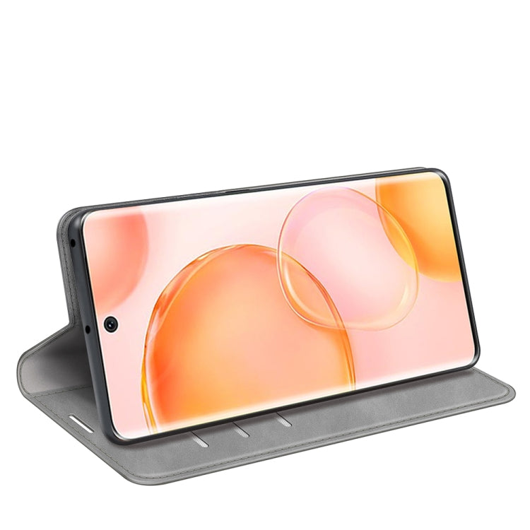 For Honor 50 Retro-skin Business Magnetic Suction Leather Case with Holder & Card Slots & Wallet