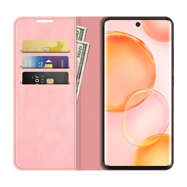 For Honor 50 Retro-skin Business Magnetic Suction Leather Case with Holder & Card Slots & Wallet