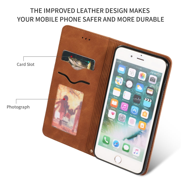 Retro Skin Feel Business Magnetic Horizontal Flip Leather Case for iPhone 8 Plus / 7 Plus