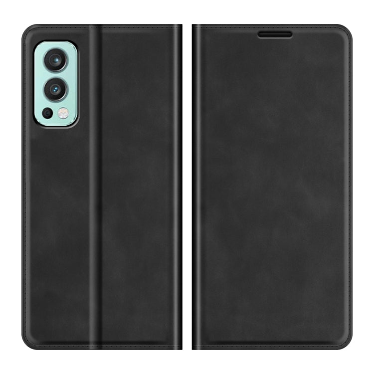 For OnePlus Nord 2 5G Retro-skin Business Magnetic Suction Leather Case with Holder & Card Slots & Wallet