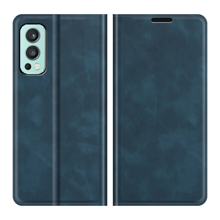 For OnePlus Nord 2 5G Retro-skin Business Magnetic Suction Leather Case with Holder & Card Slots & Wallet
