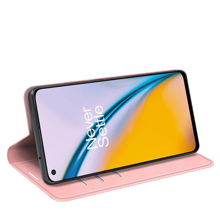 For OnePlus Nord 2 5G Retro-skin Business Magnetic Suction Leather Case with Holder & Card Slots & Wallet